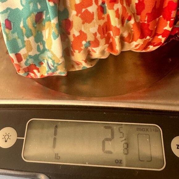 Vibrant Abstract Midi Dress Womens 16 V-Neck Faux Wrap Stretch Office Party - Picture 10 of 10